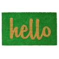 thumbnail image 1 of 17 x 29 in. Script Hello Rectangular Doormat, Green & Natural, 1 of 1