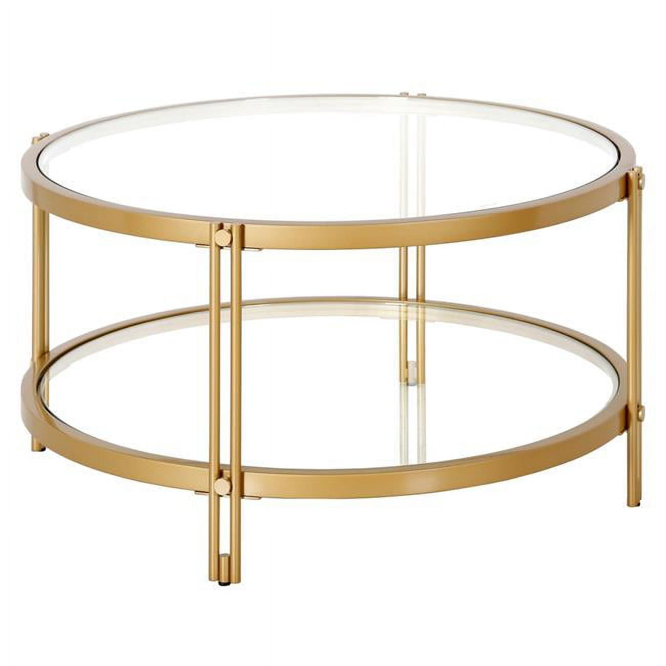 17 x 32 x 32 in. Gold Glass Round Coffee Table with Shelf - Walmart.com