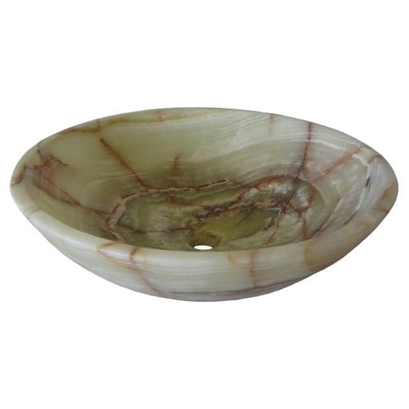 17 x 5.75 in. Green Onyx Vessel Bathroom Sink, Polished Stone