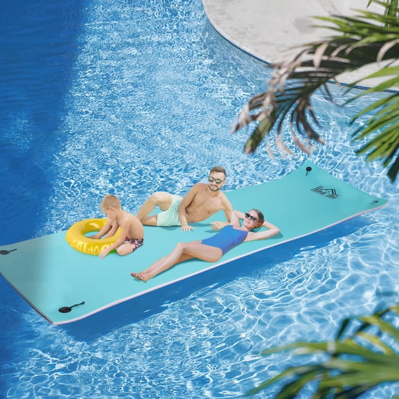 17 x 5 Floating Water Mat, 3-Layer Swimming Pool Float Ultimate Super-Sized Portable Foam Raft, Thick and Durable Water Activities Mat for Lake, Oceans