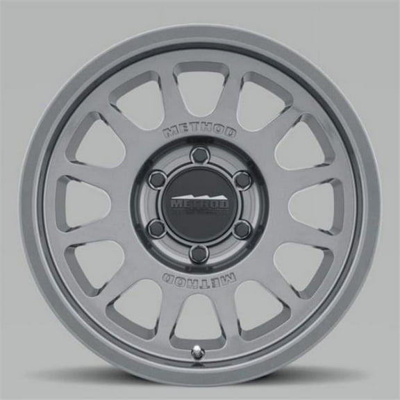17 x 7.5 in. Plus 50 mm Offset 6 x 130 in. Bolt Pattern 84.1 mm Center Bore Method MR703 Gloss Titanium Wheel