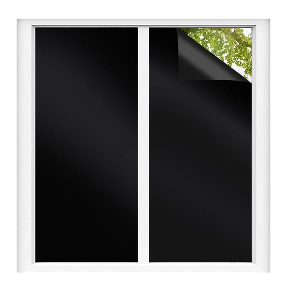 17'' x 78'' Total Blackout Privacy Window Film,Peel and Stick Opaque Sun Blocking Door Window Covering UV Light Blocking,Black
