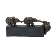 17" x 8" Black Polystone Elephant Sculpture, by DecMode