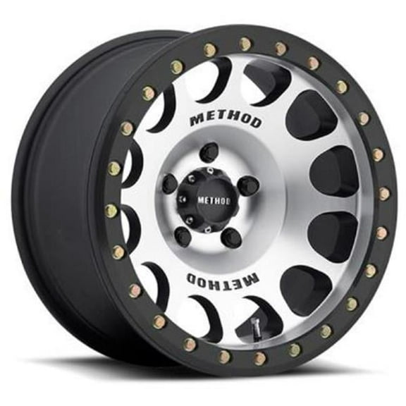 17 x 9 in. & 5x5 Bolt Pattern -38 mm Offset 71.5 mm CB MR105 Beadlock Machined with Matte Black Ring Wheel