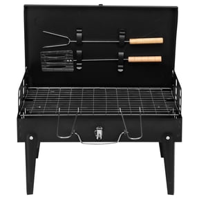 17"x10" Portable Square Charcoal Grill, Folding Lightweight Barbecue Grill with Lid, Small BBQ Grill Camping Grill for Outdoor Cooking, Camp, Picnic, Hiking