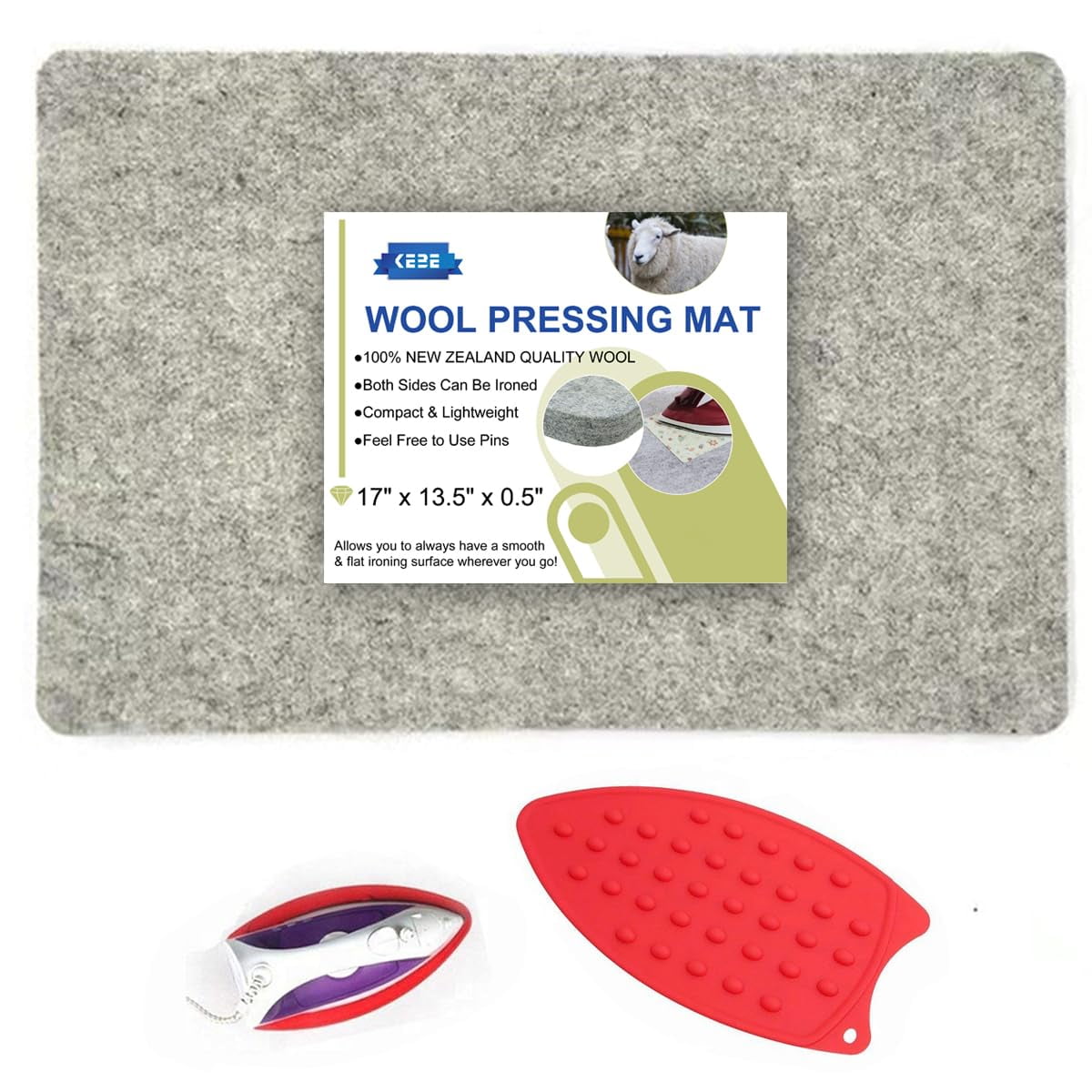 17''x13.5'' Wool Pressing Mat for Quilting, 100 Wool from New Zealand