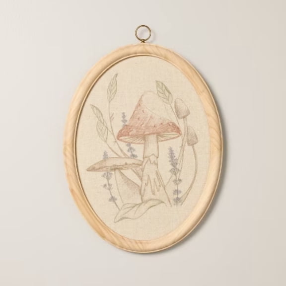 17"x13" Embroidered Oval Framed Wall Art