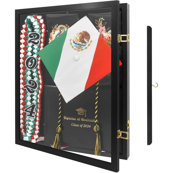 17"x21" Graduation Shadow Box Frame for Cap Gown Diploma Stole Cords Display Case with Stick Pins & Hardware