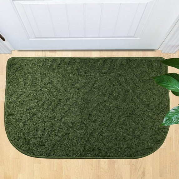 17"x28" Indoor Doormat Front Door Mat, Low-Profile Machine Washable Kitchen Rug Absorbent Mud Half Round Entrance Mat for Entryway, Patio, Bedroom