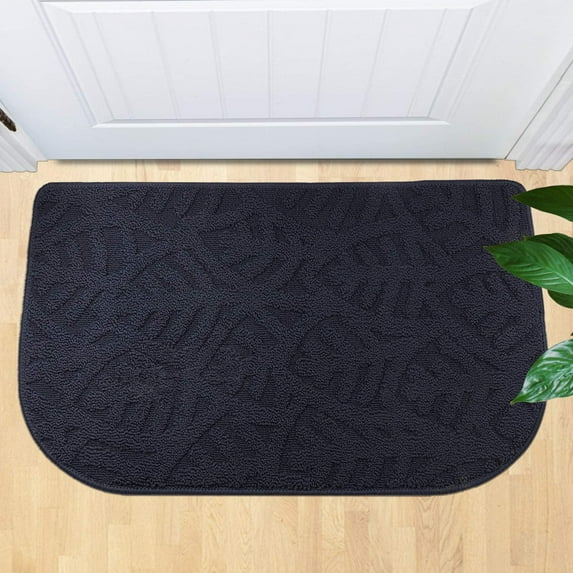 17"x28" Indoor Doormat Front Door Mat, Low-Profile Machine Washable Kitchen Rug Absorbent Mud Half Round Entrance Mat for Entryway, Patio, Bedroom