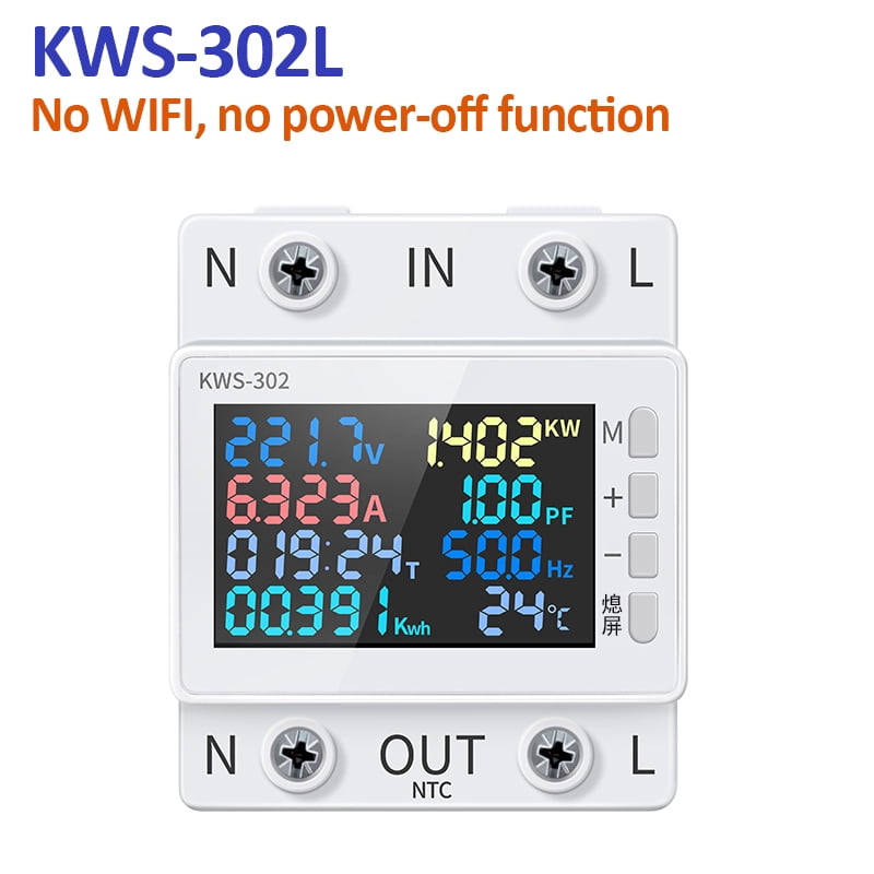 170-270V/63A Power Meter 8in1 Color Screen Multi-function AC Energy ...