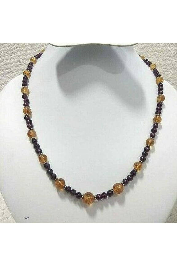170.50Cts Natural Garnet And Citrine Beads Necklace Loose Gemstones BR-02