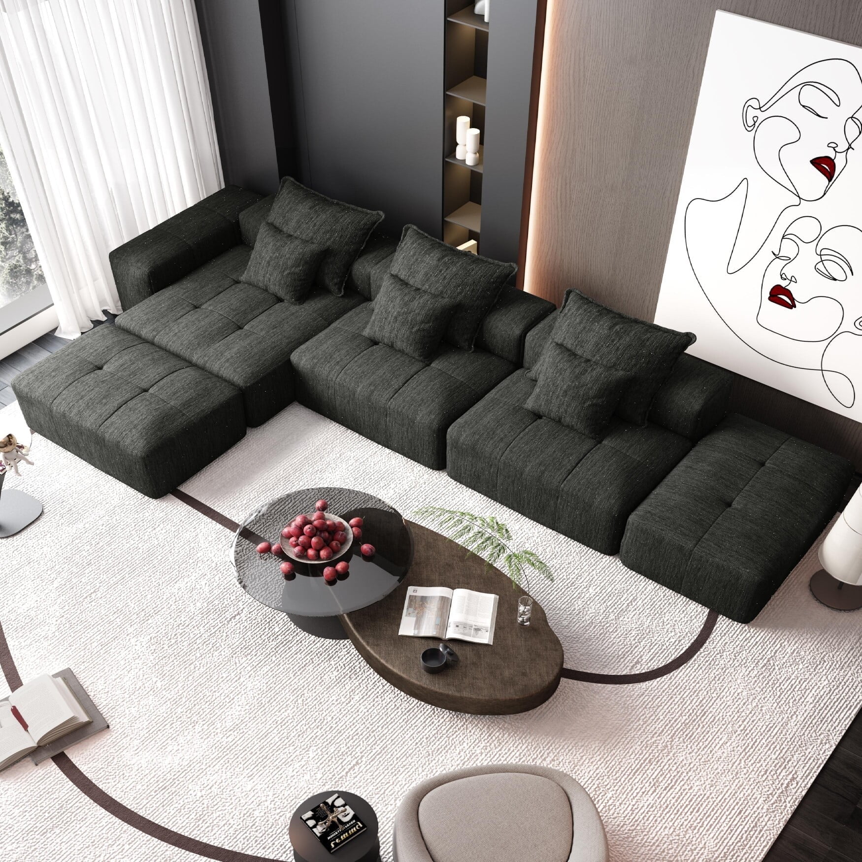 170" Oversized Modular Sectional Sofa, L-Shaped Cloud Couch with 28.5 ...