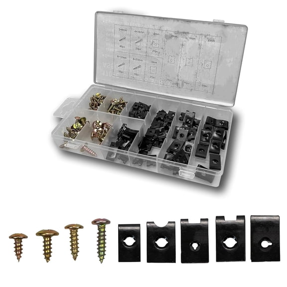 170 PCS Car Screw Assortment Kit, Universal Car Replacement Parts,Metal U Clips Kit, for Dash, Panel, Interior Engine Screw Bolt (Multicolored)