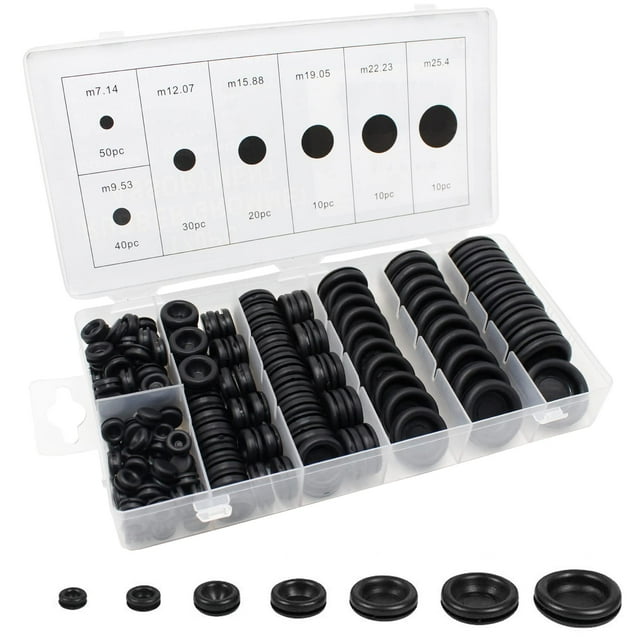 170 PCS Rubber Grommet Firewall Hole Plug Set Electrical Wire Gasket