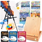 170 Pcs Artist Painting Set, Shuttle Art Deluxe Art Set with Paint, Aluminum and Wooden Easels, Canvas, Paper Pads, Brushes and Other Art Supplies, Complete Painting Kit for Adults, Kids and Artists