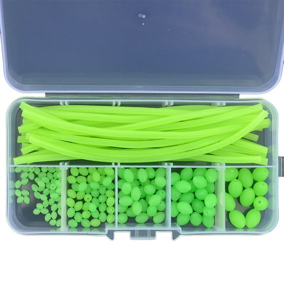 170 Pcs/Box Glow Fishing Assorted Oval Shape Beads Night Luminous Tube Set Fishing Sleeves Rig Hook Line Accessories