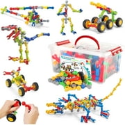 170 Pcs STEM Building Toys for Kids Ages 4-8, Building Blocks Educational Construction Engineering Building Kit for Age 3 4 5 6 7 8 9 Year Old Creative Kids Games, Christmas Birthday Gifts Boys Girls