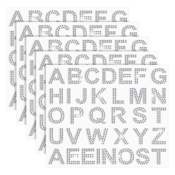 170 Pcs Silver Rhinestone Letter Stickers, 5 Sheets 34 Letters Glitter Bling Alphabet Stickers