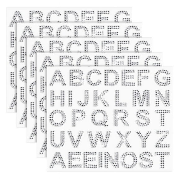 170 Pcs Silver Rhinestone Letter Stickers, 5 Sheets 34 Letters Glitter Bling Alphabet Stickers