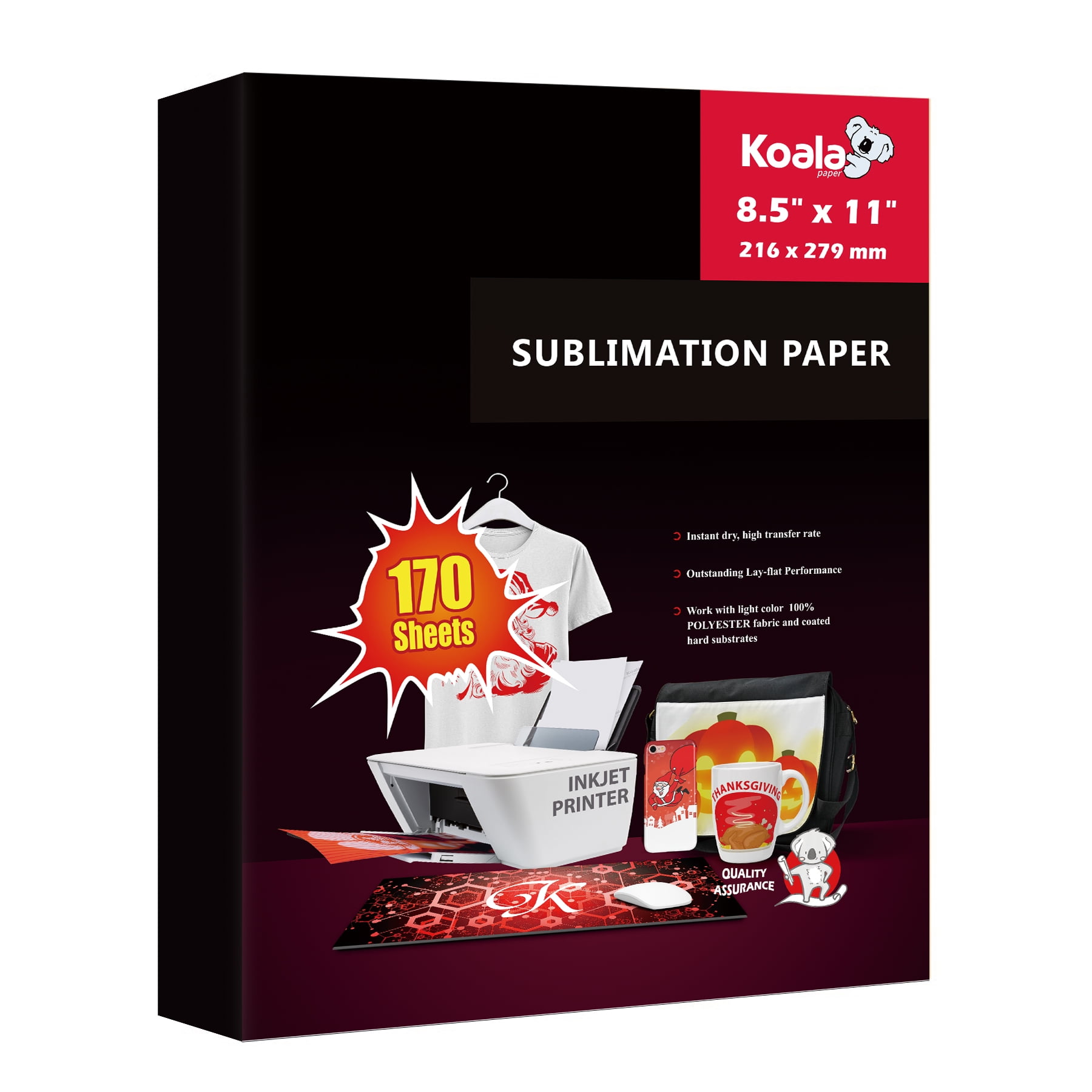 Octago Premium Sublimation Paper (8.5x11 Inches) Dye Sublimation Heat  Transfer Paper, works with Sublimation Blanks, Sublimation Ink, Sublimation