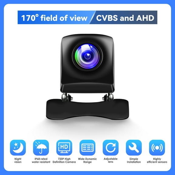 170 Wide Angle Night Vision Car Rear View Back Up Reverse Camera 720P HD Waterproof SUV Pickup Truck Cam