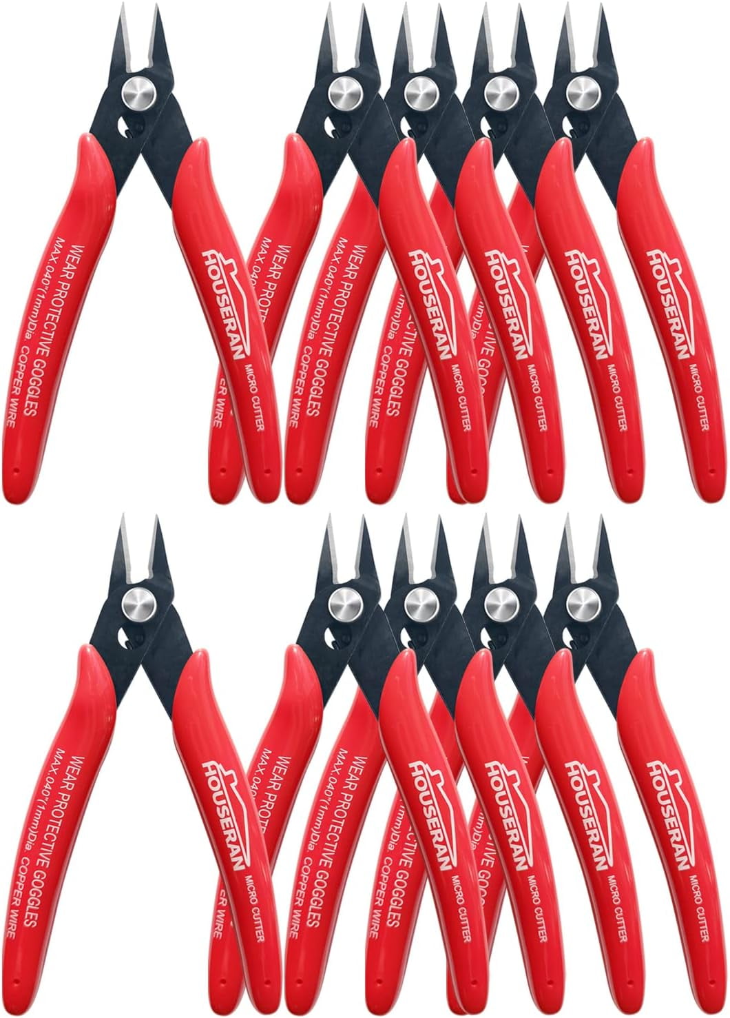 170 Wire Cutters, 10 PACK, 5 Inch Micro Flush Cutter, Small Wire Cutters Spring Loaded Cutting , Side Cutters, Diagoanl Cutters for Jewelry Making, Models, Zip Ties Plastic Wire Snips