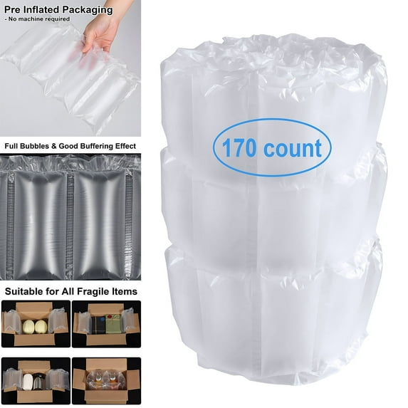 170 count 4x8in prefilled air pillows for package void filling. Eco-friendly cushioning stuffer for shipping and packaging to peanuts, foam, and paper