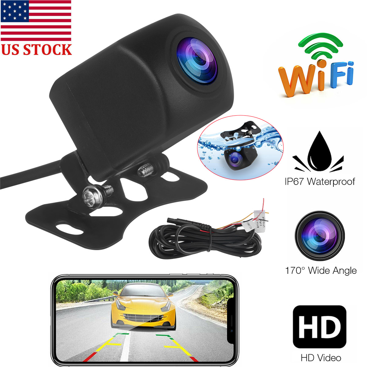 170° WiFi Wireless Car Rear View Cam Backup Reverse Camera For Android IOS w/ Night Vision