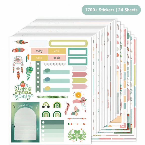 1700+ Planner Stickers Book, 24 Sheets Boho Calendar Stickers for Monthly & Weekly Planning, Decorative Journal Stickers with Icons, Labels & Habit Trackers