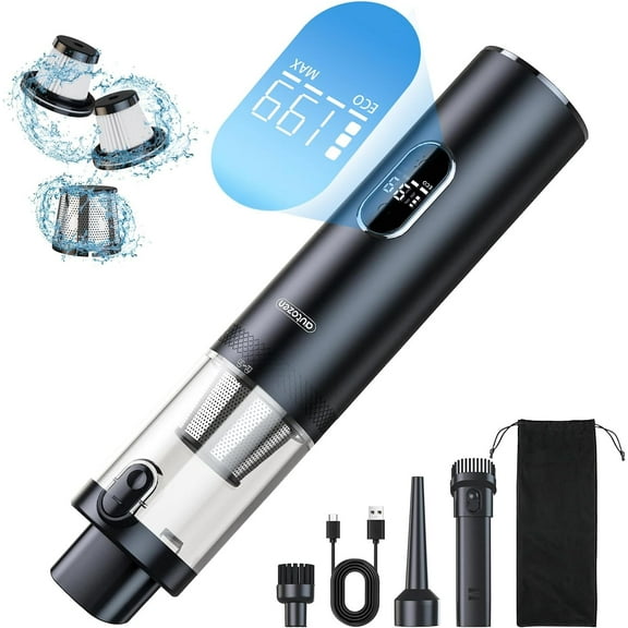 17000Pa Powerful Cordless Car Vacuum, 4-in-1 Handheld Cleaner for Cleaning, Blowing, Inflating & Pumping with LED Display & Light, Portable Mini Tool for Car, Home, Pet Hair, Office