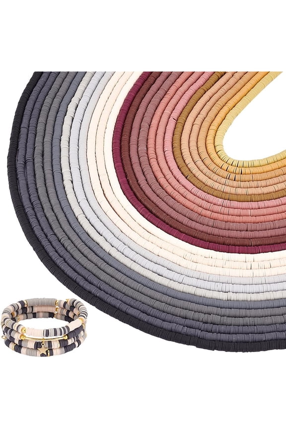 17000pcs 6mm Clay Beads 25 Colors Flat Round Polymer Beads Disc Heishi Beads Neutral Polymer Clay Beads for Bracelet Pendant Necklace Choker Summer Hawaiian Jewelry School Craft Project Mixed Color