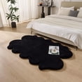thumbnail image 1 of 1700GSM Fuzzy Faux Sheepskin Fur Area Rug,Extra Soft Faux Fur Mat,Fluffy Shaggy Fur Rug for Bedroom Living Bedside Rug Room Decor-Black, 2 x 3 ft, 1 of 9