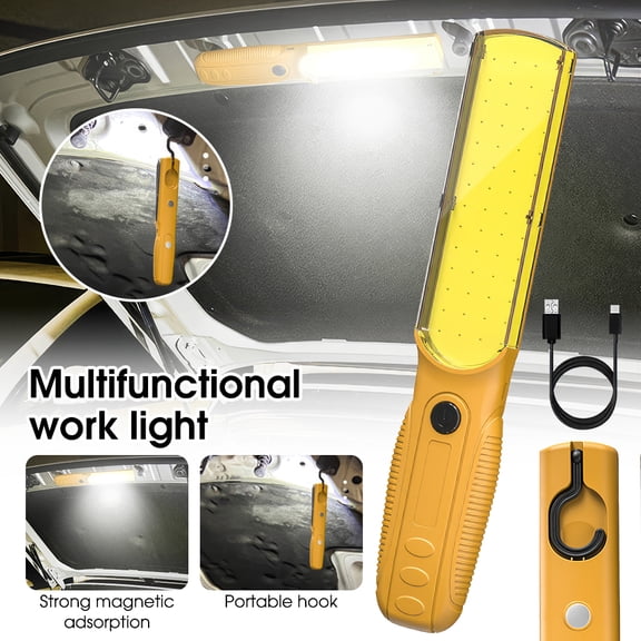 1700LM COB LED Work Light, Rechargeable 1200mAh (≥5H Runtime), Type-C Fast Charge, 360° Rotating Hook, Strong Magnetic, 3 Modes (Strong/Weak/Flash), Cordless for Car Repair/Workshop/Emergency