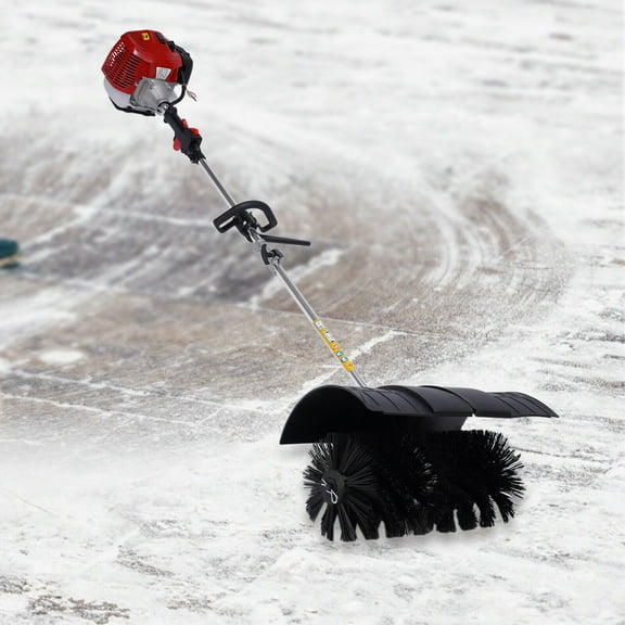 1700W 2.3HP Sweeper Machine,52cc Gas Power Sweeper Handheld Broom Sweeper Gasoline Engine Power Broom Brush Clear with Air Cooled Motor EPA Engine for Driveway Turf Snow