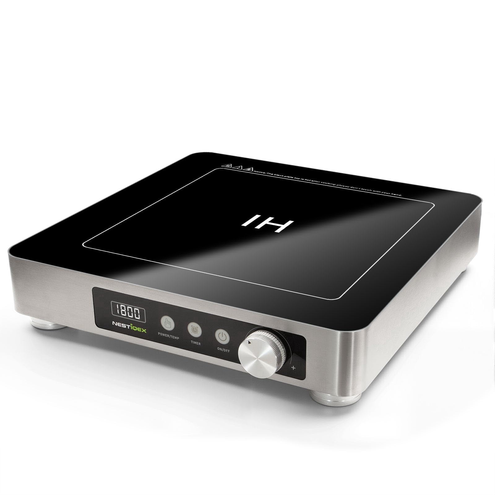 Nestiqex 1800W 85V~120V Induction Cooktop Commercial Electric Stove Large 11.8-inch Heating Coil  Stainless Steel Countertop Burner