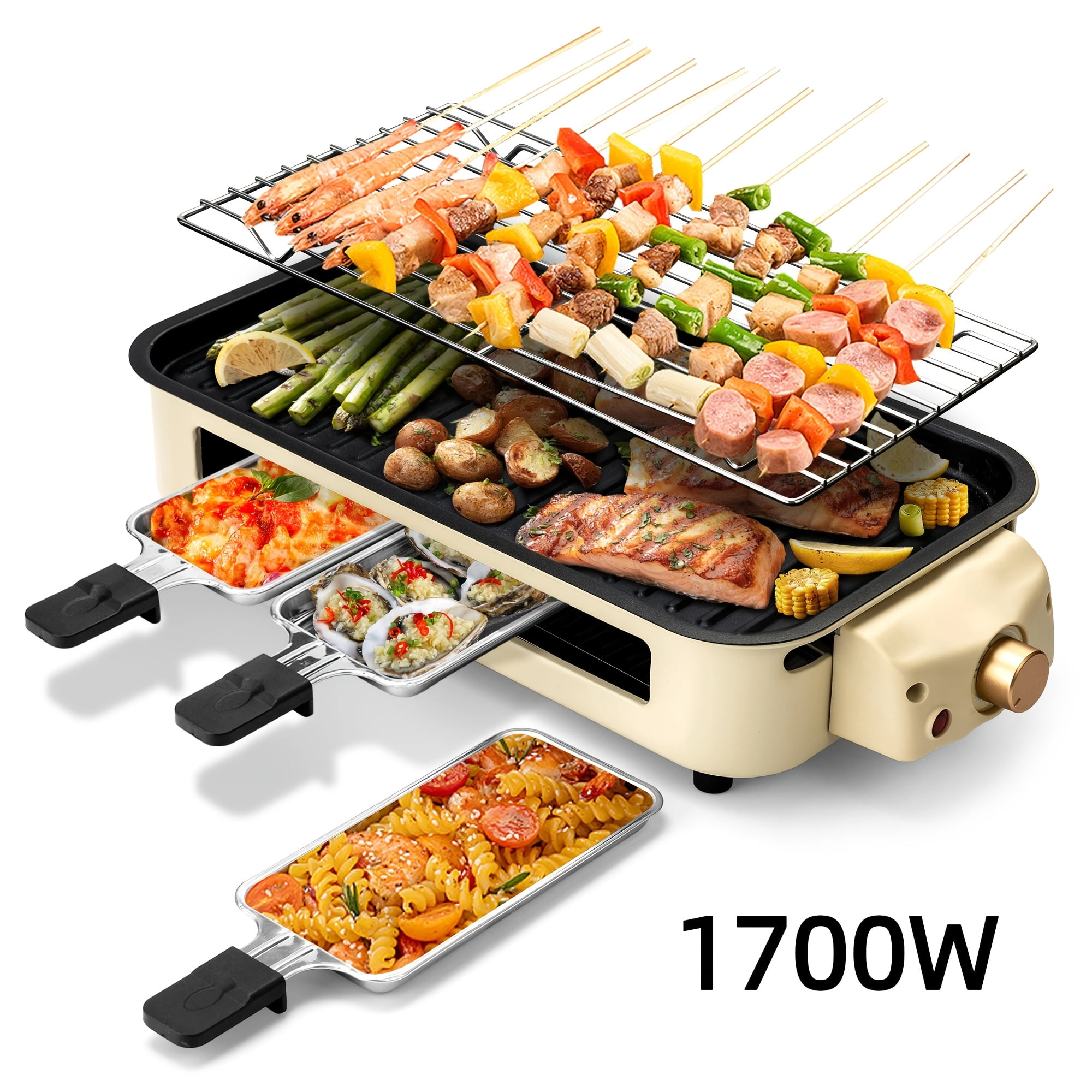 1700W Multi‑Function Electric Grill, Indoor Countertop BBQ Grill with ...