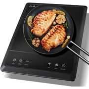 1700W Portable Induction Cooktop,Electric Induction Cooker and Burner,Countertop Hot Plate with 10-Level Adjustment,3-Hour Timer, Cooktop,and Safety Lock Feature,Black