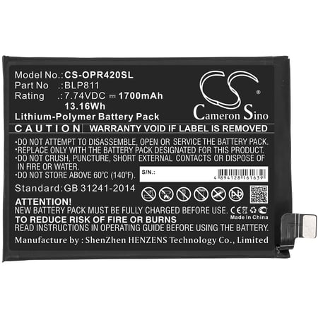 1700mAh BLP811 Battery for OPPO Reno5k Reno4 SE Reno5