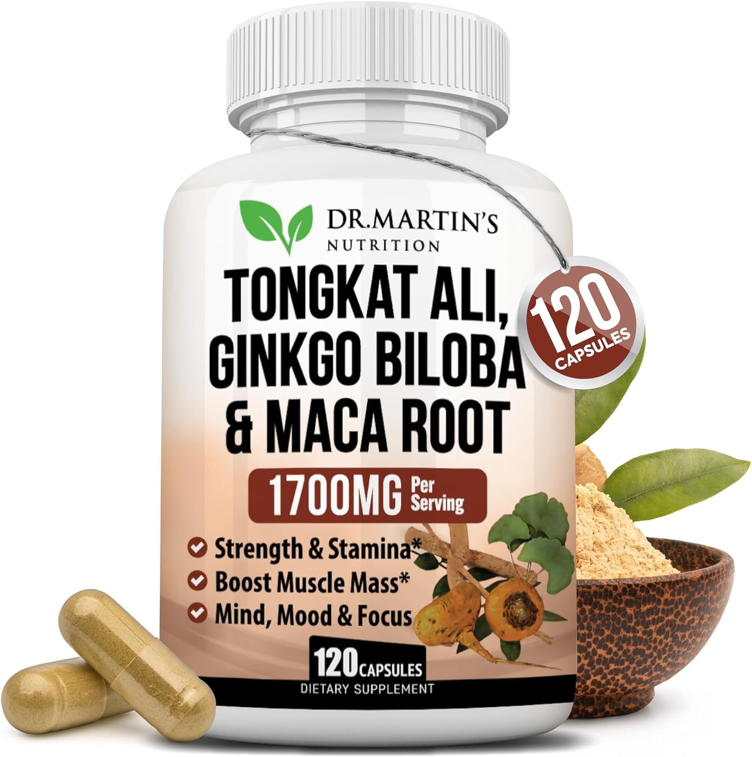 DR. MARTIN'S NUTRITION 1700mg Tongkat Ali, Maca Root, Ginkgo Biloba ...