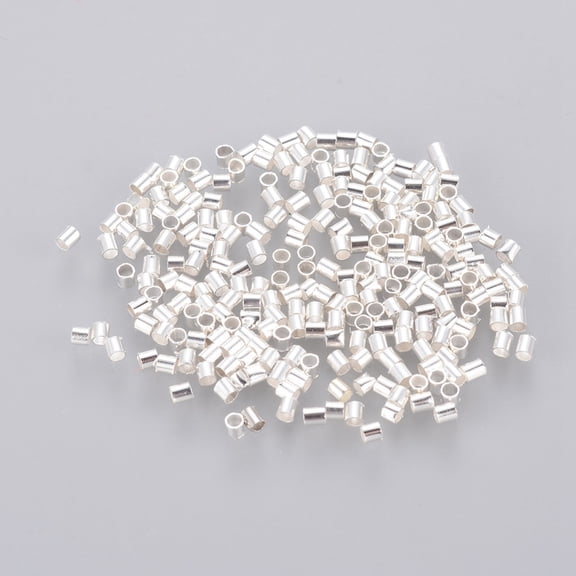 1700pcs 1.5mm Brass Tube Crimp End Beads Cadmium Free & Lead Free Silver Color Plated hole: 1mm 1700pcs/10g