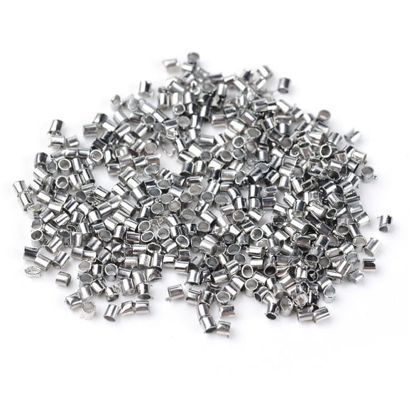 1700pcs 1.5mm Brass Tube Crimp End Beads Cadmium Free & Nickel Free & Lead Free Platinum Color hole: 1mm 1700pcs/10g DIY