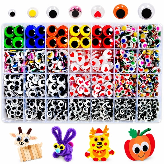 Livease 1700Pcs Googly Eyes Self Adhesive, Craft Sticker Wiggle Eyes for DIY, Multi Colors and Sizes