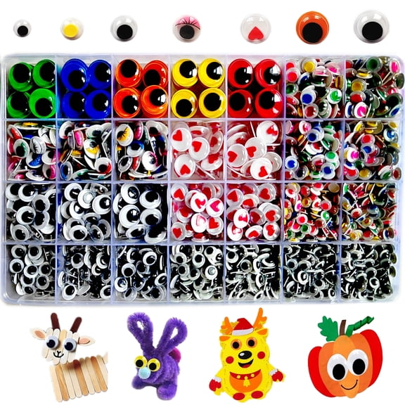 Livease 1700Pcs Googly Eyes Self Adhesive, Craft Sticker Wiggle Eyes for DIY, Multi Colors and Sizes