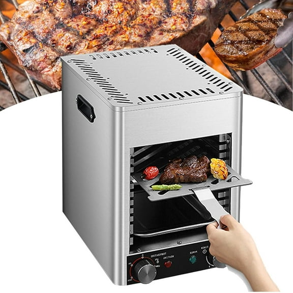 1700w Electric Steak Grill,10-Layer Portable Countertop Oven with 10 Min Timer & 800 Temperature Adjustment,Indoor Stainless Steel Meat Seafood Veggies Grill,with 2 Tray & 2 Grill &Handle
