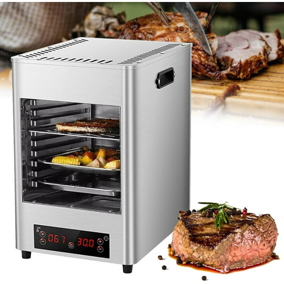 1700w Indoor Electric Steak Broiler,8-Layer Portable Countertop Oven with 30min Timing & 8 Gears 100-800 Temperature Adjustment,Stainless Steel Meat Seafood Veggies Grill