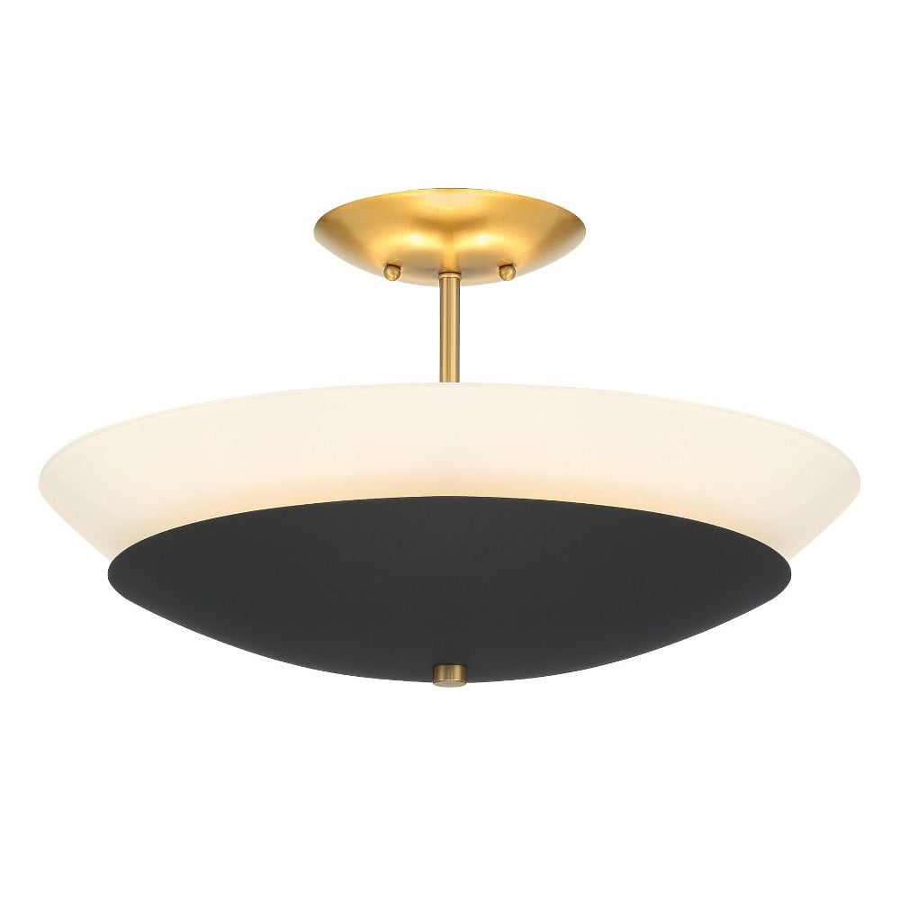 Sand Coal and Soft Brass 19" Glass Bowl Ceiling Fixture