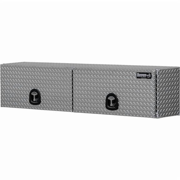 1701364 18 x 16 x 88 in. Diamond Tread Aluminum Topsider Truck Box with Flip-Up Doors, Silver