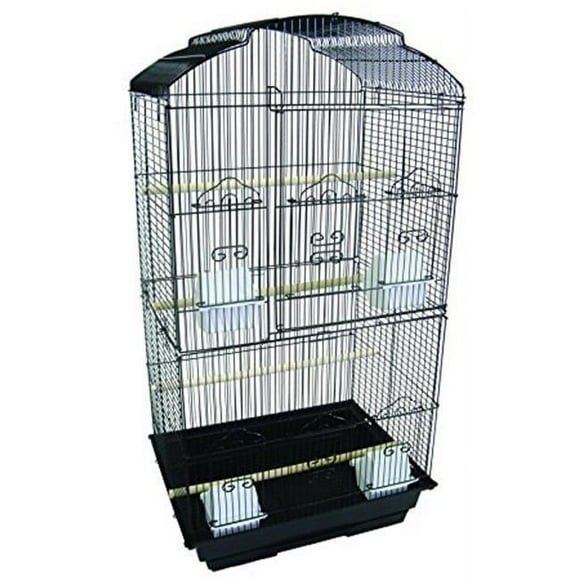 1704-4724BLK Bar Spacing Shell Top Bird Cage bwith stand, Black