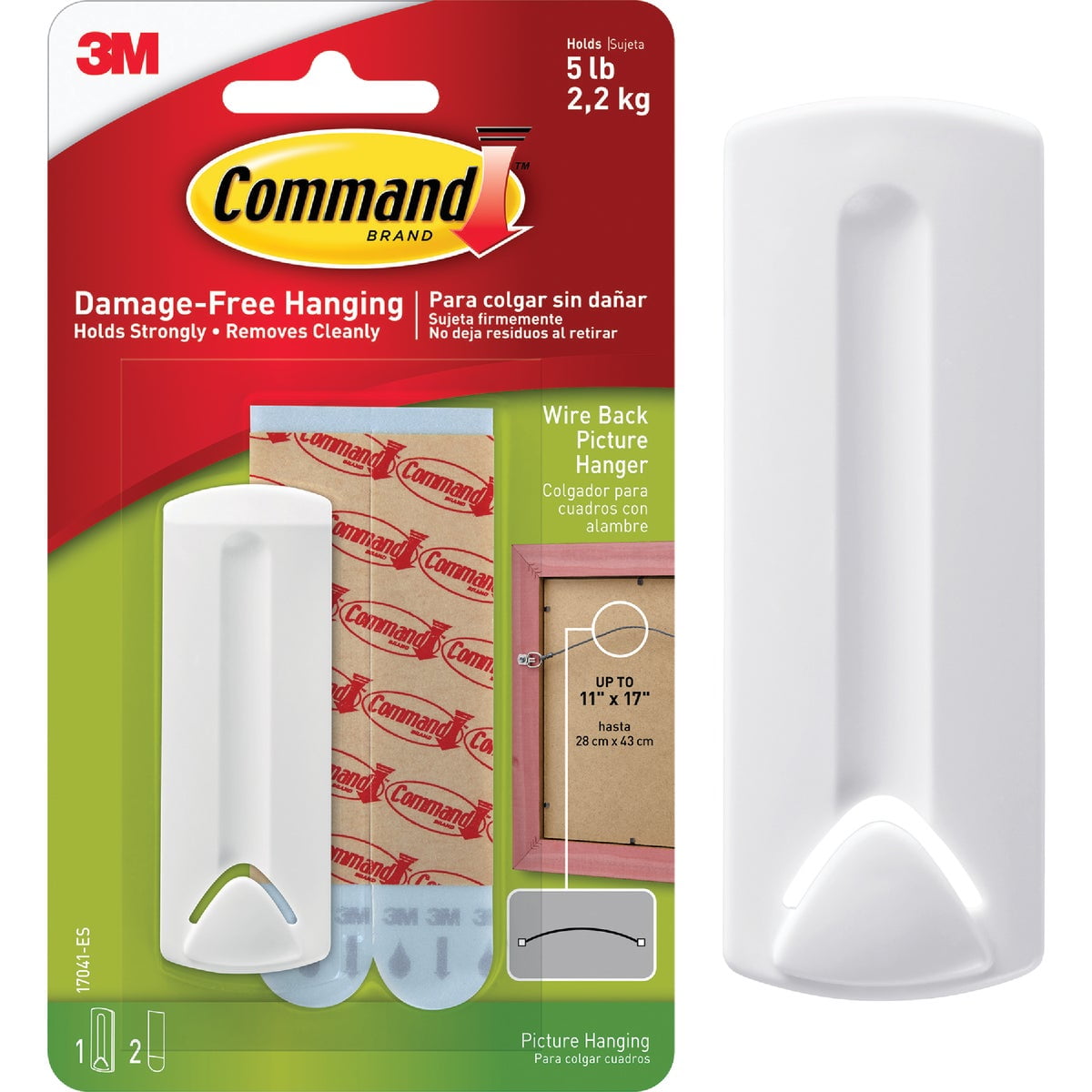 3M Wire-Backed Picture Hanger 17041-ES - Reusable, Multicolor - 6 Pack